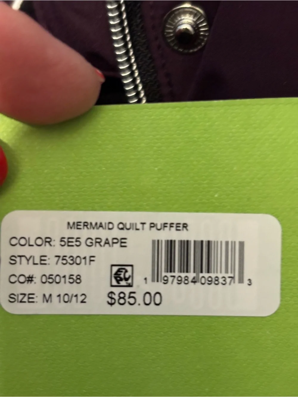 NEW Sam Edelman Big Girls Puffer Jacket‎ Grape color